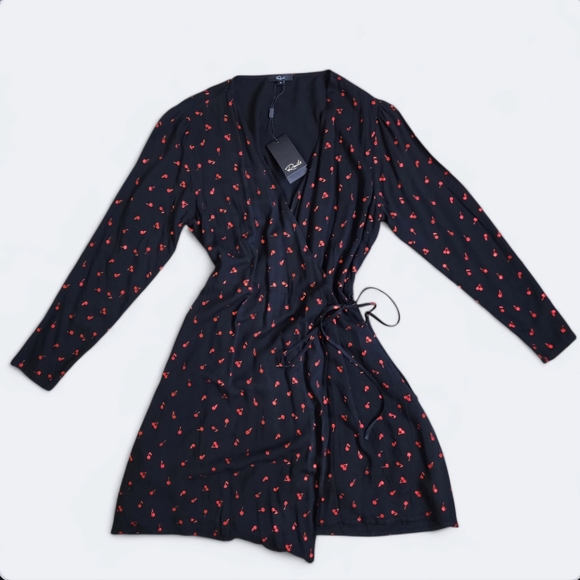 Rails Dresses & Skirts - RAILS Metallic Cherry Wrap Dress Black Size Medium